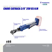 Chave Catraca 20V 3/8" 65 N.m Tramontina by Total - Sem Bateria e Carregador