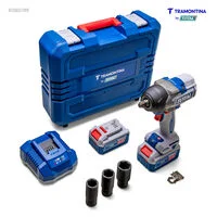 Chave de Impacto 1/2" (12,7 mm) 20V 0-850 N.m Brushless Tramontina by Total - Com 2 Baterias 20V de 4,0Ah, Carregador e Maleta