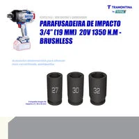 Chave de Impacto 3/4" (19 mm) 20V 1350 N.m Brushless Tramontina by Total - Sem Bateria e Carregador