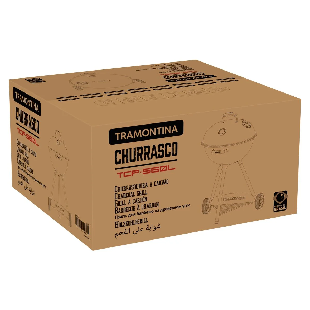 Churrasqueira a Carvão TCP-560L Tramontina em Aço Esmaltado com Grelha e Utensílios em Aço Inox