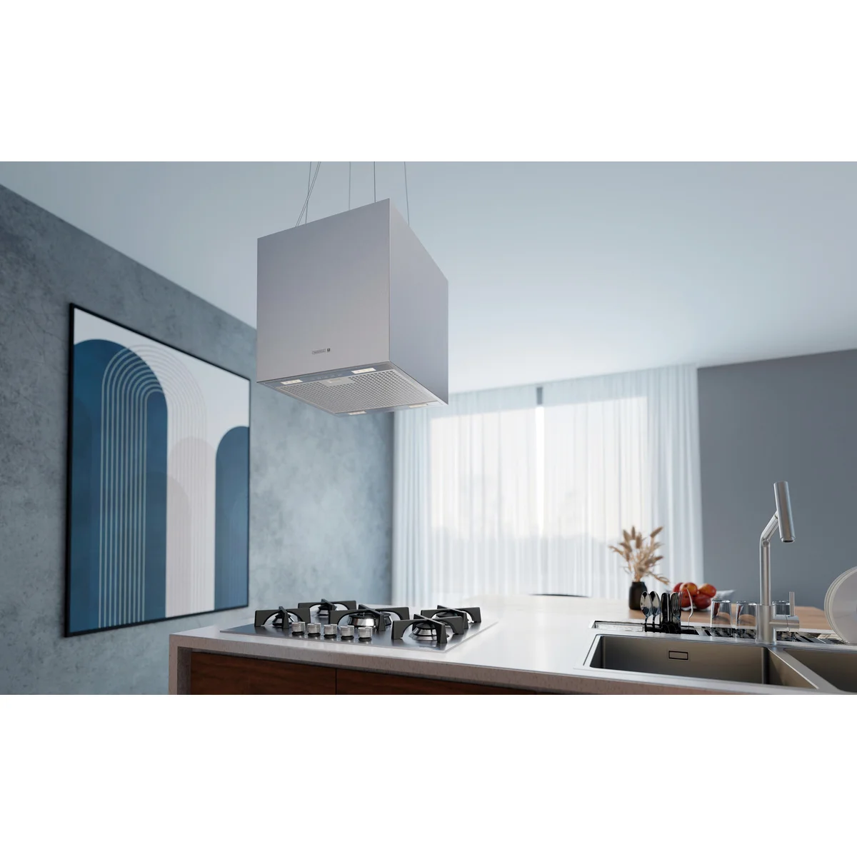 Coifa Tramontina Cube Isla 40 Silent T smart 220 V em Aço Inox com Acabamento Acetinado