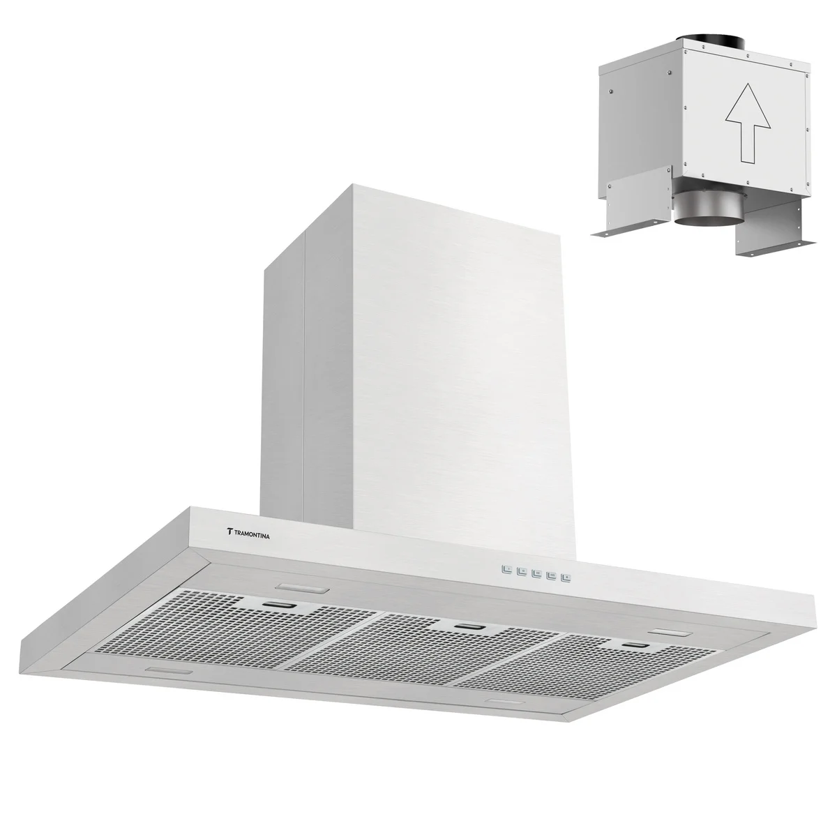 Coifa de Ilha Tramontina Dritta Isla T smart 90 Split em Aço Inox 90 cm 220