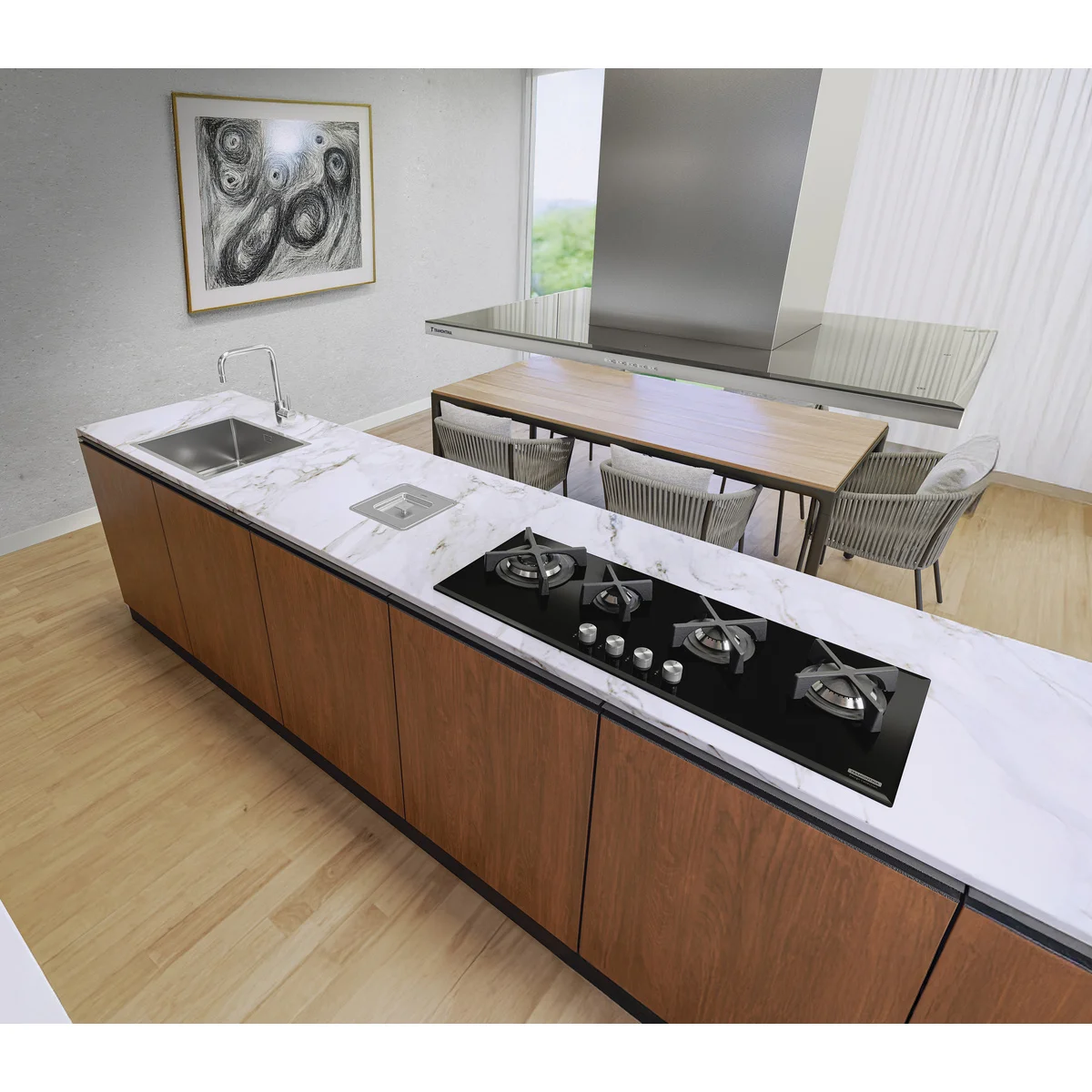 Coifa de Ilha Tramontina Slim Isla 90 em Aço Inox com Acabamento Acetinado 90 cm