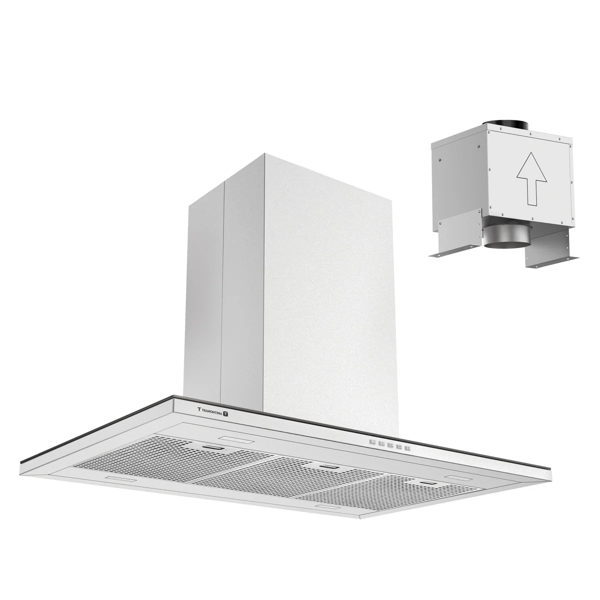 Coifa de Ilha Tramontina Slim Isla T smart 90 Split em Aço Inox com Acabamento Acetinado 90 cm