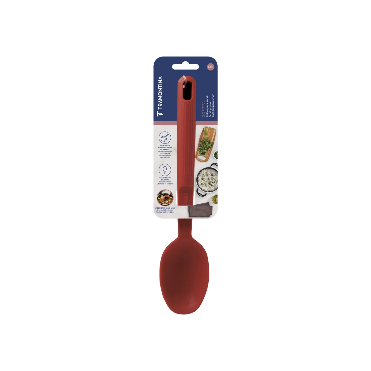 Colher para Servir Tramontina Softta de Silicone Vermelho