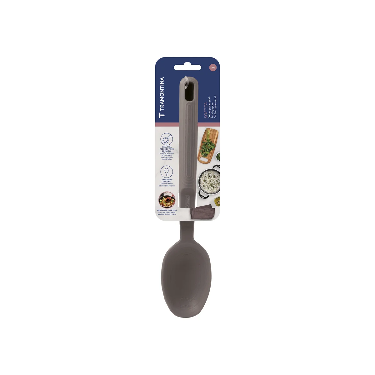 Colher para Servir Tramontina Softta em Silicone Cinza