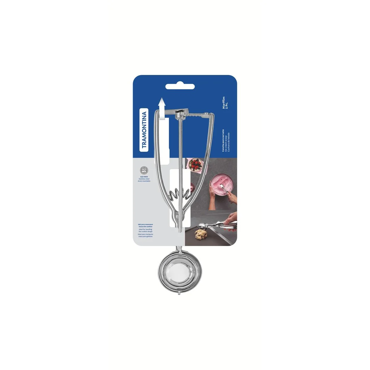 Colher para Sorvete Tramontina Marffim em Aço Inox com Extrator