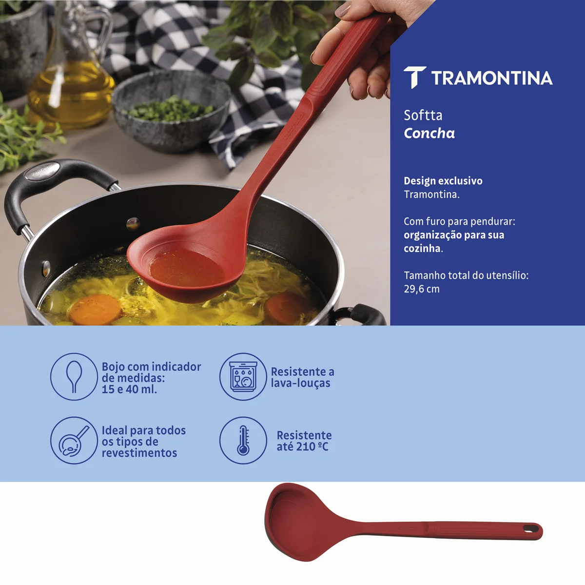 Concha Tramontina Softta de Silicone Vermelho