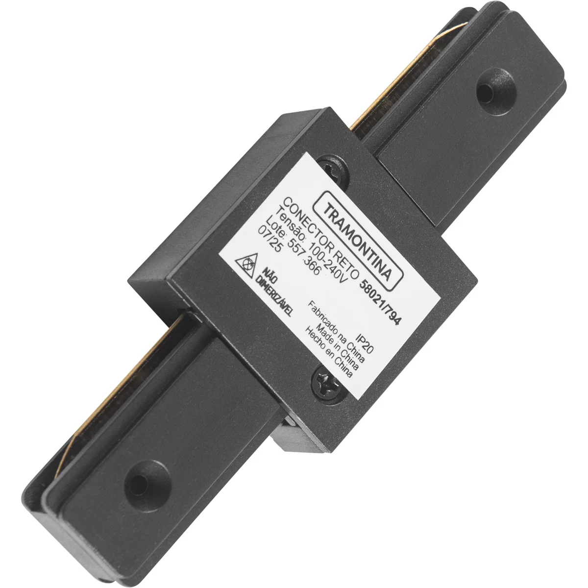 Conector Reto Preto Para Trilho Eletrificado Tramontina