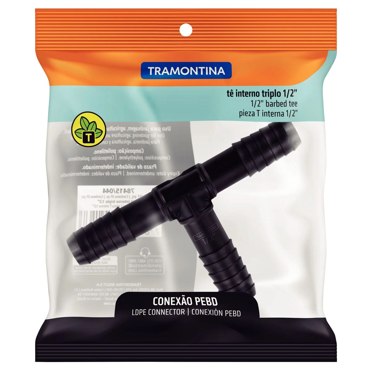 Conexão Tê Interno Triplo 1/2" Tramontina para Mangueiras de PEBD
