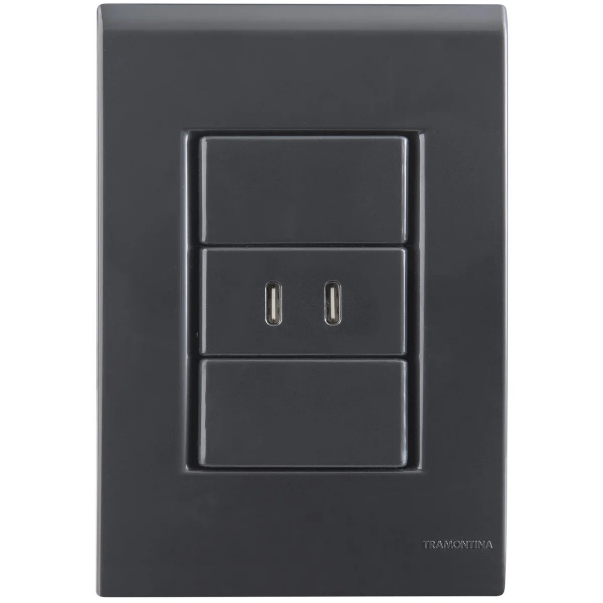 Conjunto 1 Posto com 2 Tomadas USB-C 2 A Tramontina Bivolt Grafite