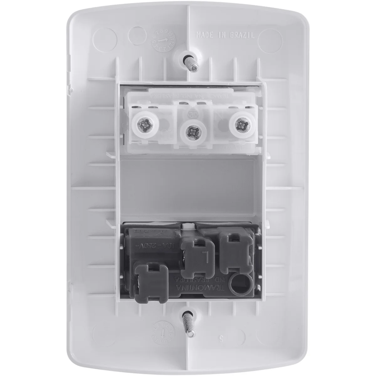 Conjunto 4x2 com 1 Interruptor Paralelo 10 A 250 V e 1 Tomada 2P+T 10 A 250 V Tramontina Lux2 Branco