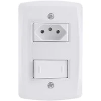 Conjunto 4x2 com 1 Interruptor Paralelo 10 A 250 V e 1 Tomada 2P+T 10 A 250 V Tramontina Lux2 Branco