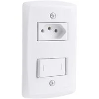 Conjunto 4x2 com 1 Interruptor Paralelo 10 A 250 V e 1 Tomada 2P+T 10 A 250 V Tramontina Lux2 Branco
