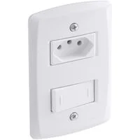 Conjunto 4x2 com 1 Interruptor Paralelo 10 A 250 V e 1 Tomada 2P+T 10 A 250 V Tramontina Lux2 Branco