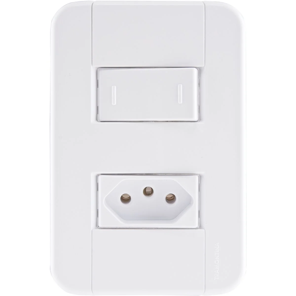 Conjunto 4x2 com 1 Interruptor Paralelo 10 A 250 V e 1 Tomada 2P+T 10 A 250 V Tramontina Tablet Branco