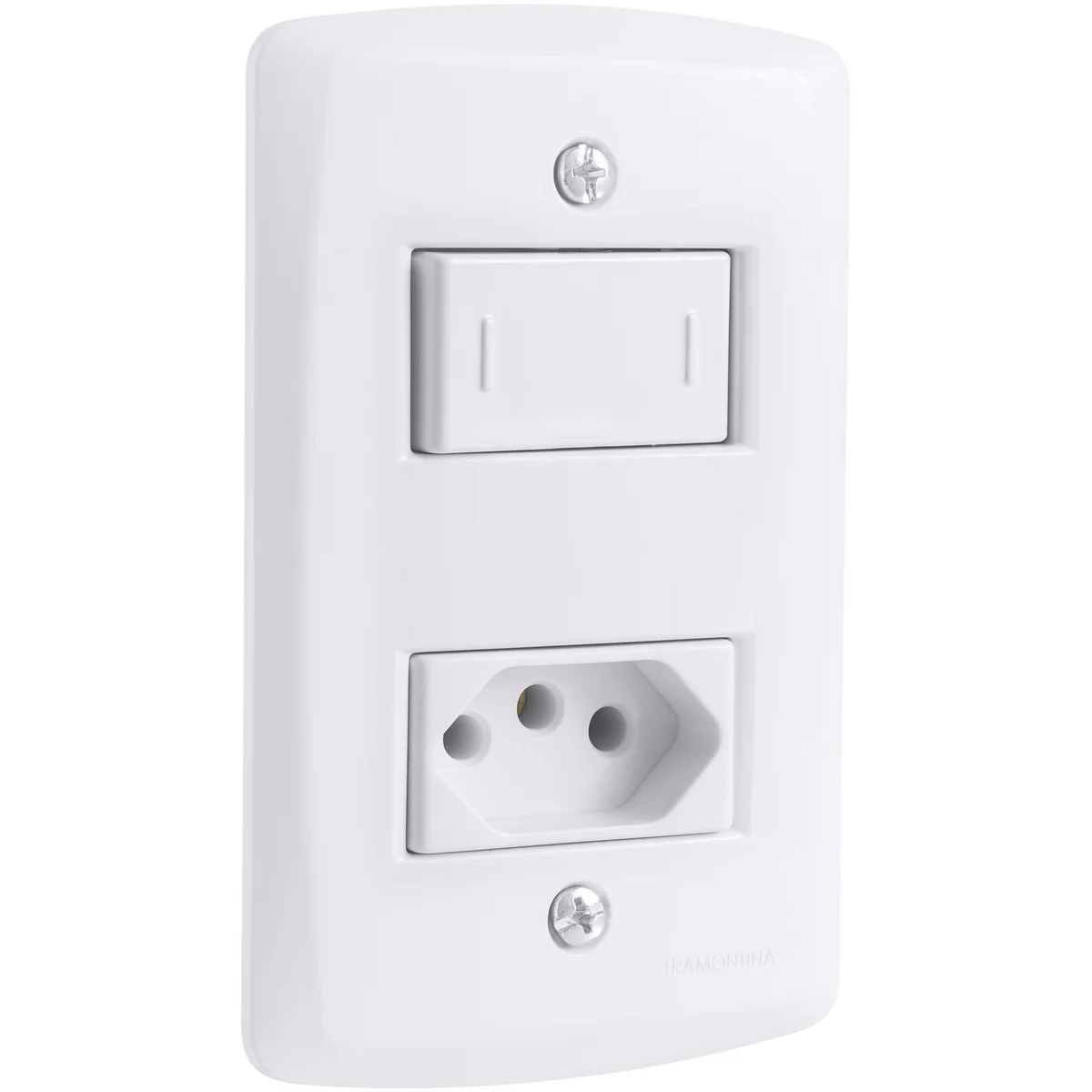 Conjunto 4x2 com 1 Interruptor Paralelo 10 A 250 V e 1 Tomada 2P+T 20 A 250 V Tramontina Lux2 Branco