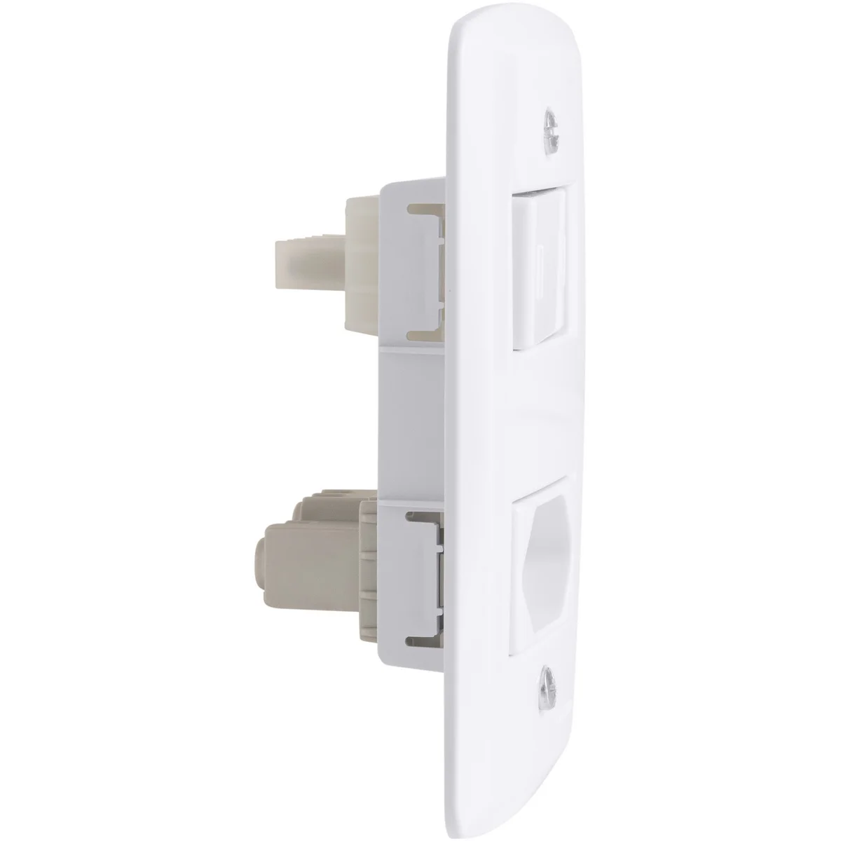 Conjunto 4x2 com 1 Interruptor Paralelo 10 A 250 V e 1 Tomada 2P+T 20 A 250 V Tramontina Lux2 Branco