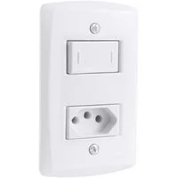 Conjunto 4x2 com 1 Interruptor Paralelo 10 A 250 V e 1 Tomada 2P+T 20 A 250 V Tramontina Lux2 Branco