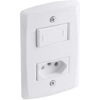 Conjunto 4x2 com 1 Interruptor Paralelo 10 A 250 V e 1 Tomada 2P+T 20 A 250 V Tramontina Lux2 Branco