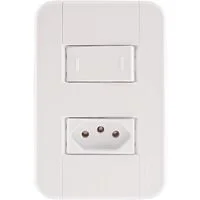 Conjunto 4x2 com 1 Interruptor Paralelo 10 A 250 V e 1 Tomada 2P+T 20 A 250 V Tramontina Tablet Branco