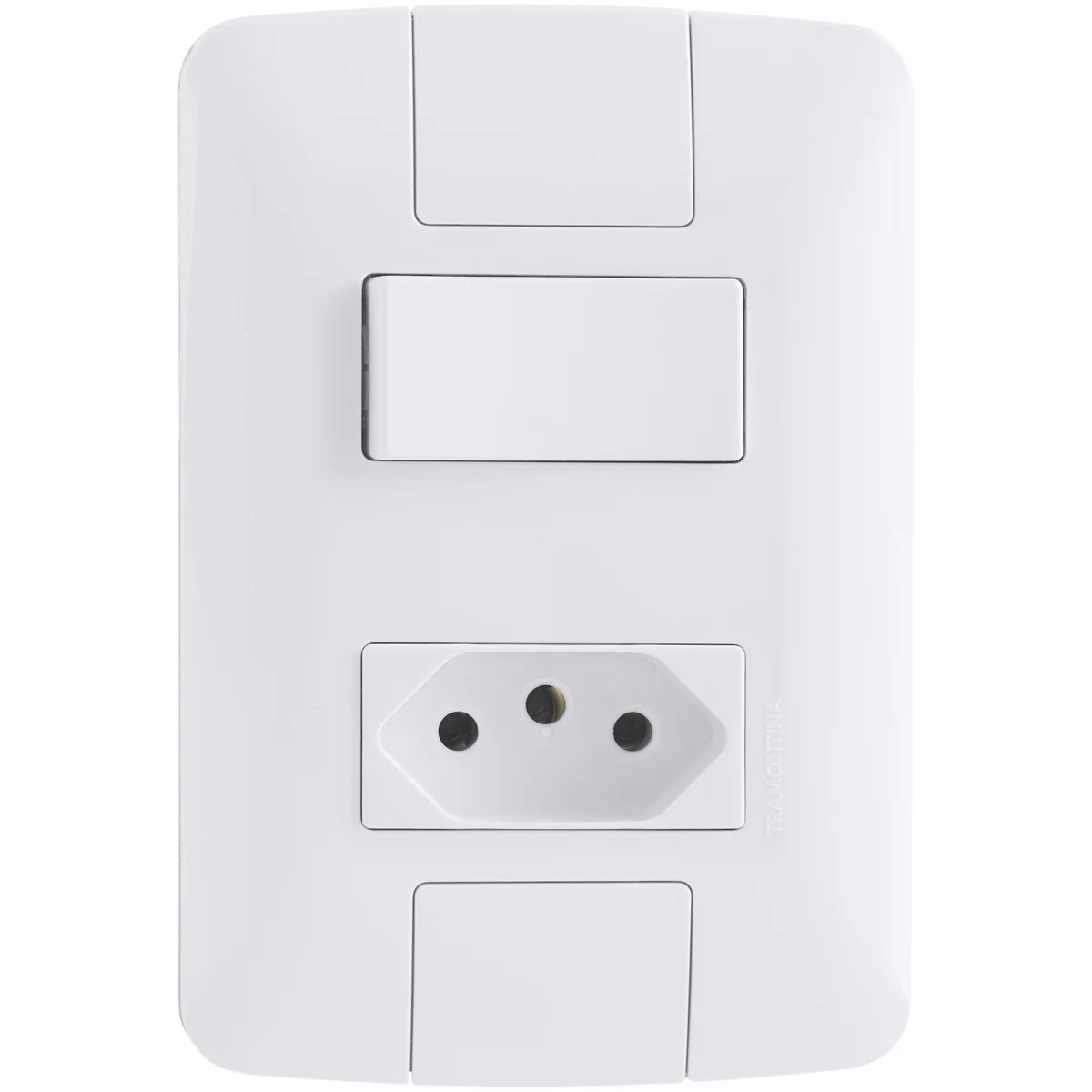 Conjunto 4x2 com 1 Interruptor Paralelo 6 A 250 V e 1 Tomada 2P+T 10 A 250 V Tramontina Aria Branco
