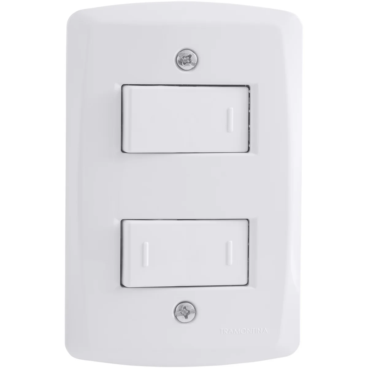 Conjunto 4x2 com 1 Interruptor Simples 10 A 250 V e 1 Interruptor Paralelo 10 A 250 V Tramontina Lux2 Branco