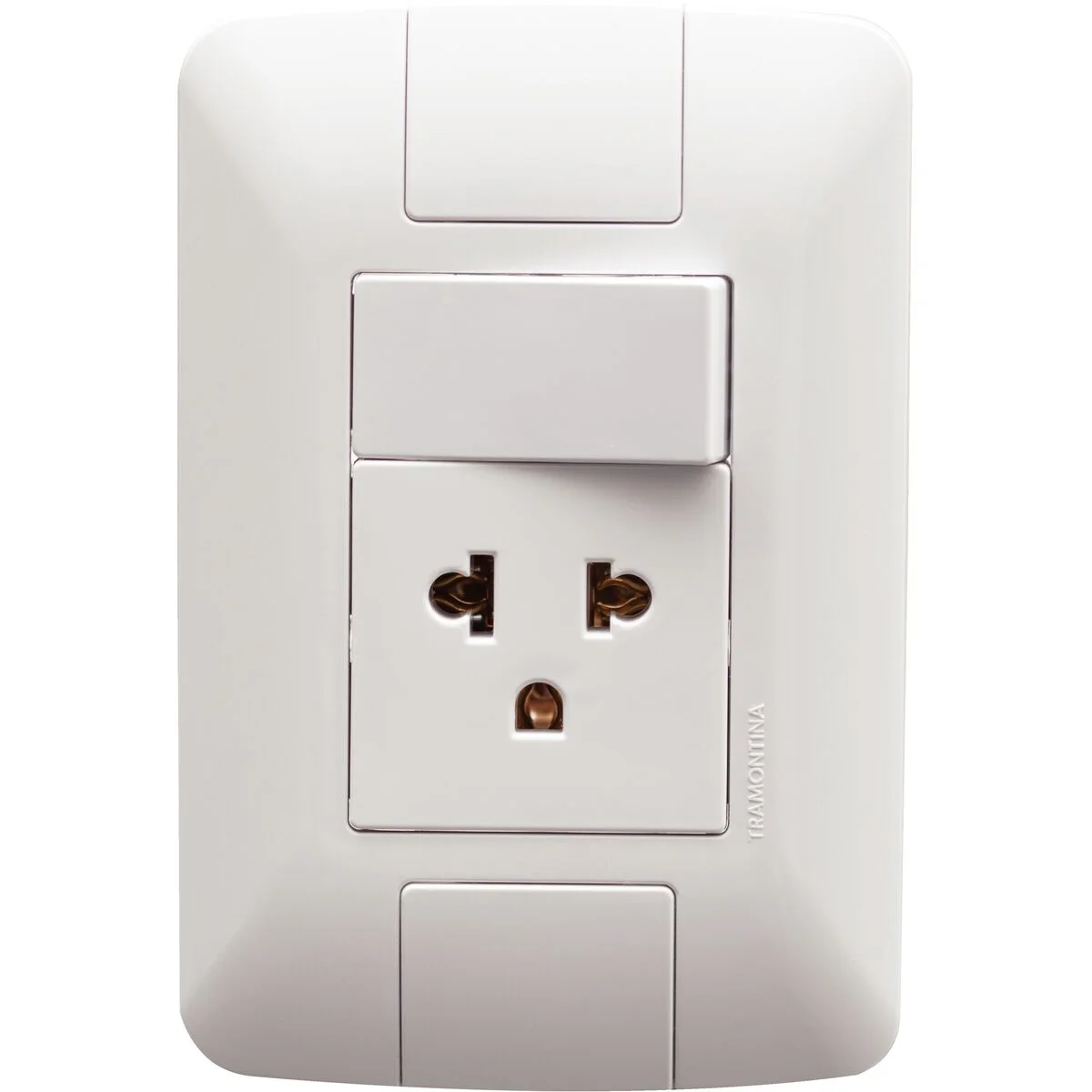 Conjunto 4x2 com 1 Interruptor Simples 10 A 250 V e 1 Tomada 2P+T 15 A - 16 A 250 V Tramontina Aria Branco