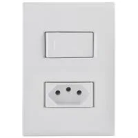 Conjunto 4x2 com 1 Interruptor Simples 10 A 250 V e 1 Tomada 2P+T 20 A 250 V Tramontina Liz Branco