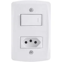 Conjunto 4x2 com 1 Interruptor Simples 10 A 250 V e 1 Tomada 2P+T 20 A 250 V Tramontina Lux2 Branco