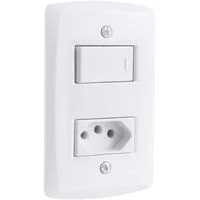 Conjunto 4x2 com 1 Interruptor Simples 10 A 250 V e 1 Tomada 2P+T 20 A 250 V Tramontina Lux2 Branco