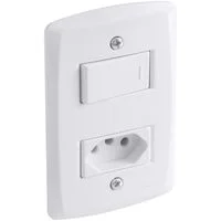 Conjunto 4x2 com 1 Interruptor Simples 10 A 250 V e 1 Tomada 2P+T 20 A 250 V Tramontina Lux2 Branco
