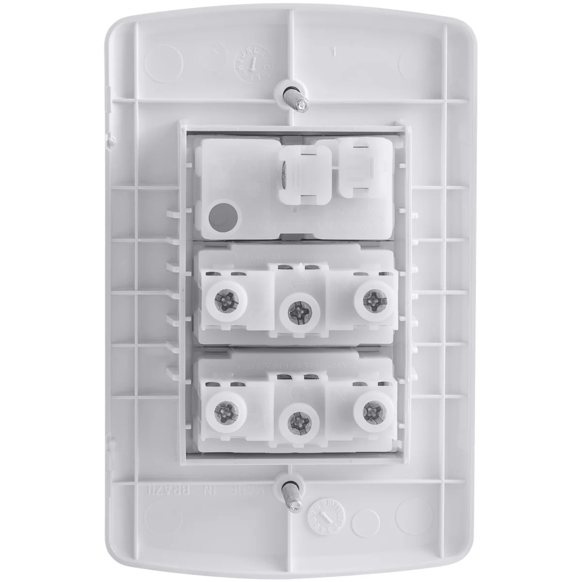 Conjunto 4x2 com 1 Interruptor Simples 10 A 250 V e 2 Tomadas 2P+T 10 A 250 V Tramontina Lux2 Branco