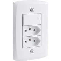 Conjunto 4x2 com 1 Interruptor Simples 10 A 250 V e 2 Tomadas 2P+T 10 A 250 V Tramontina Lux2 Branco