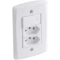 Conjunto 4x2 com 1 Interruptor Simples 10 A 250 V e 2 Tomadas 2P+T 10 A 250 V Tramontina Lux2 Branco