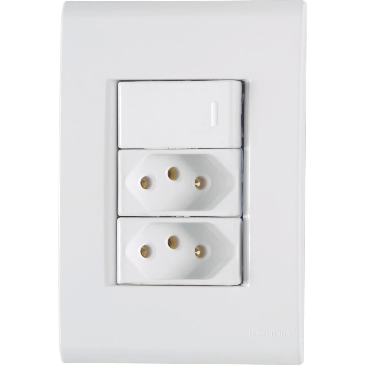 Conjunto 4x2 com 1 Interruptor Simples 10 A 250 V e 2 Tomadas 2P+T 20 A 250 V Tramontina Liz Branco