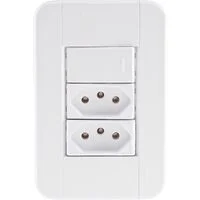 Conjunto 4x2 com 1 Interruptor Simples 10 A 250 V e 2 Tomadas 2P+T 20 A 250 V Tramontina Tablet Branco
