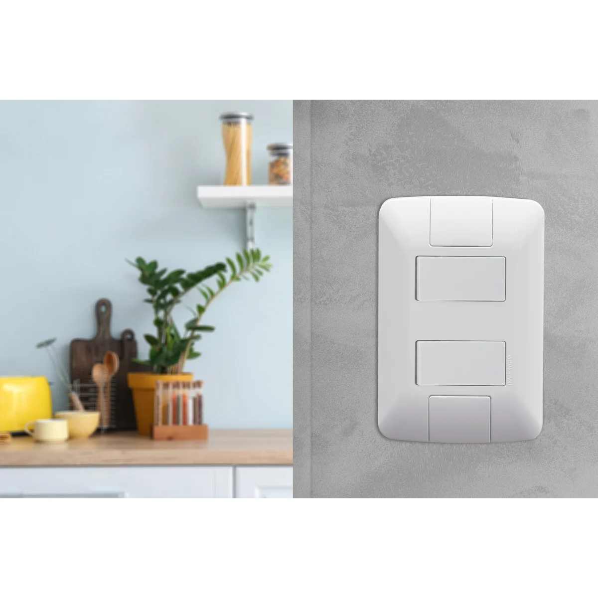 Conjunto 4x2 com 1 Interruptor Simples 6 A 250 V e 1 Interruptor Paralelo 6 A 250 V Tramontina Aria Branco