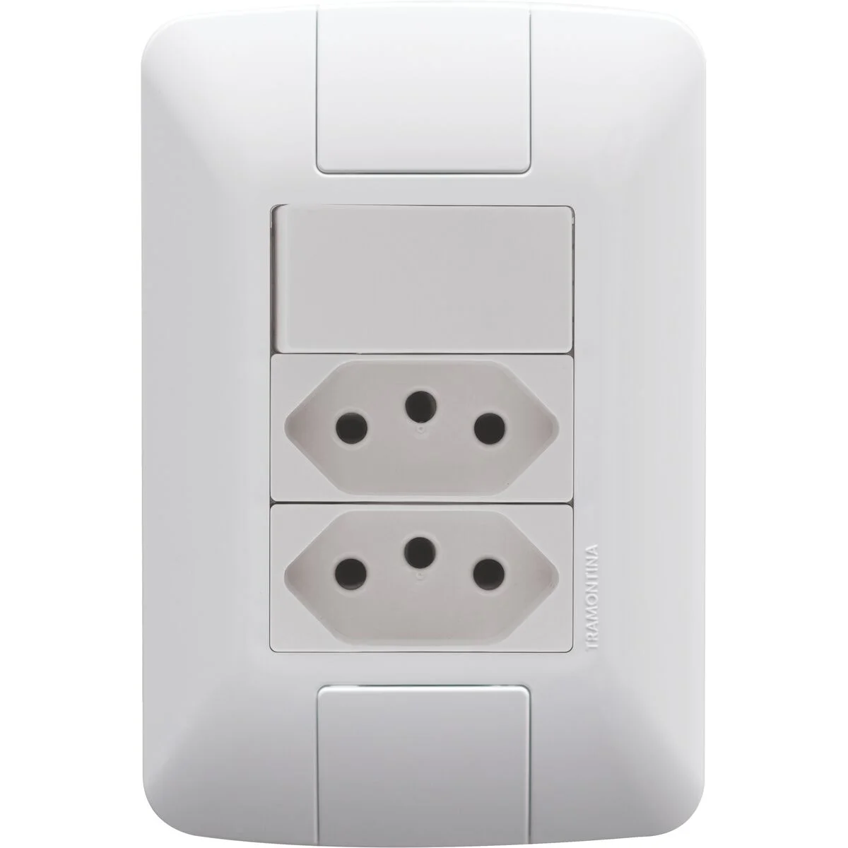 Conjunto 4x2 com 1 Interruptor Simples 6 A 250 V e 2 Tomadas 2P+T 20 A 250 V Tramontina Aria Branco