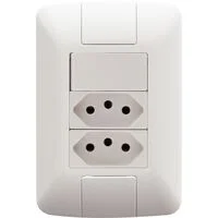 Conjunto 4x2 com 1 Interruptor Simples 6 A 250 V e 2 Tomadas 2P+T 20 A 250 V Tramontina Aria Branco