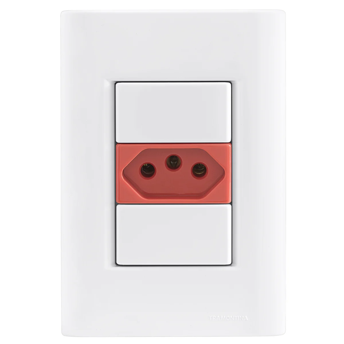 Conjunto 4x2 com 1 Tomada 2P+T 20 A 250 V Tramontina Giz Vermelho e Branco