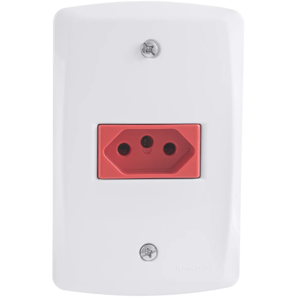 Conjunto 4x2 com 1 Tomada 2P+T 20 A 250 V Tramontina Lux2 Vermelho e Branco