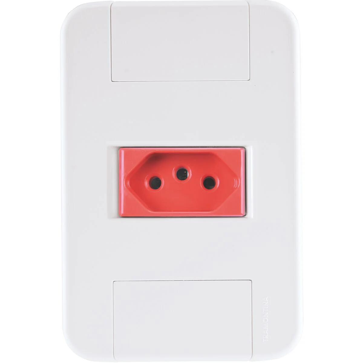 Conjunto 4x2 com 1 Tomada 2P+T 20 A 250 V Tramontina Tablet Branco e Vermelho