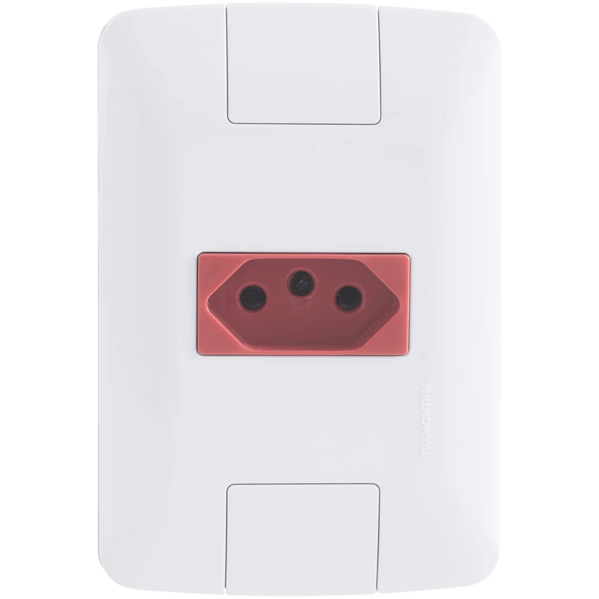 Conjunto 4x2 com 1 Tomada 2P+T Tramontina Aria 20 A 250 V Branco e Vermelho