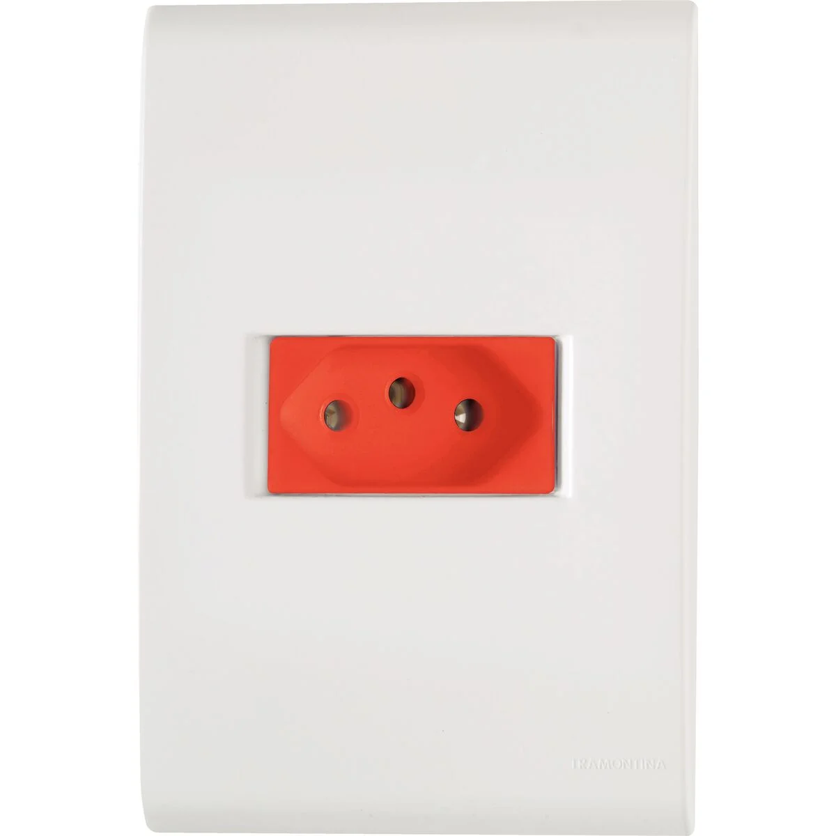 Conjunto 4x2 com 1 Tomada 2P+T Tramontina Liz 20 A 250 V Branco e Vermelho