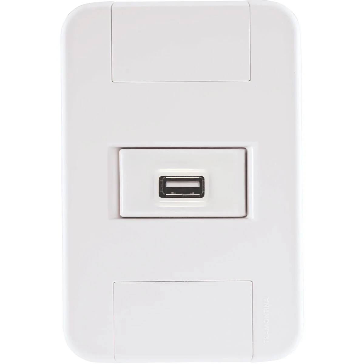 Conjunto 4x2 com 1 Tomada USB 1 A Bivolt Tramontina Tablet Branco