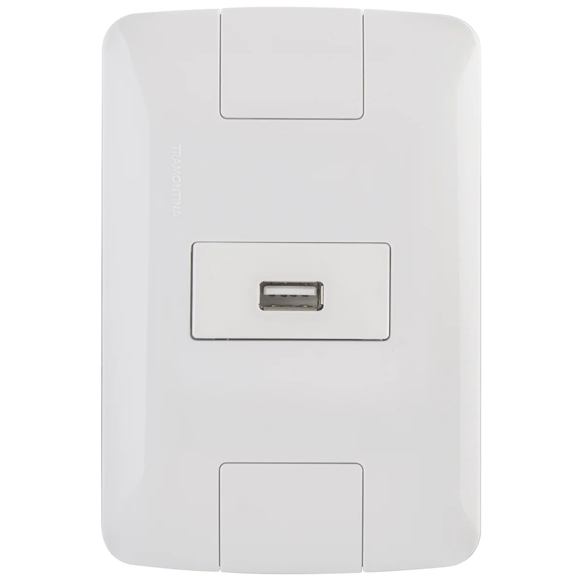 Conjunto 4x2 com 1 Tomada USB Brilho 1,5 A Bivolt Tramontina Aria Branco