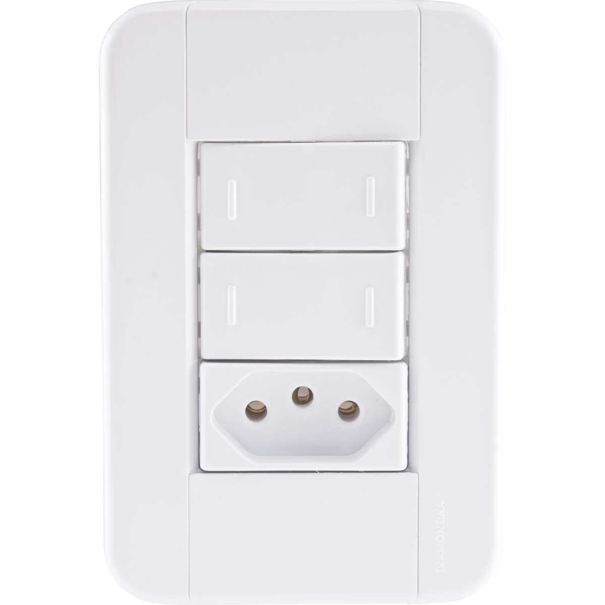 Conjunto 4x2 com 2 Interruptores Paralelos 10 A 250 V e 1 Tomada 2P+T 10 A 250 V Tramontina Tablet Branco