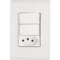 Conjunto 4x2 com 2 Interruptores Paralelos 10 A 250 V e 1 Tomada 2P+T 20 A 250 V Tramontina Liz Branco