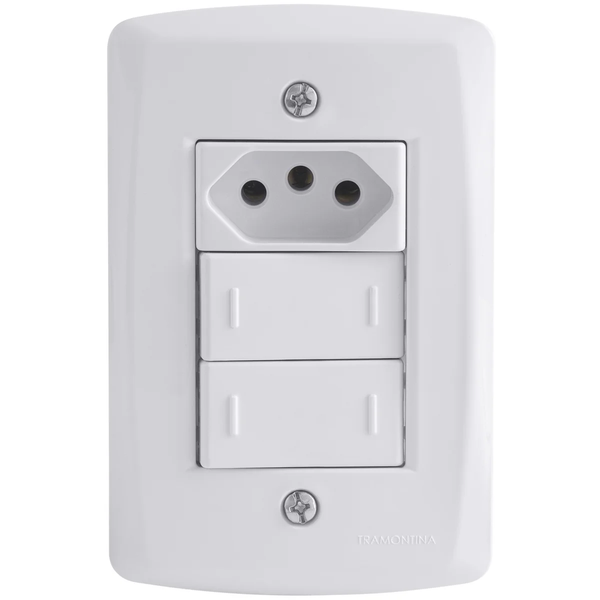Conjunto 4x2 com 2 Interruptores Paralelos 10 A 250 V e 1 Tomada 2P+T 20 A 250 V Tramontina Lux2 Branco